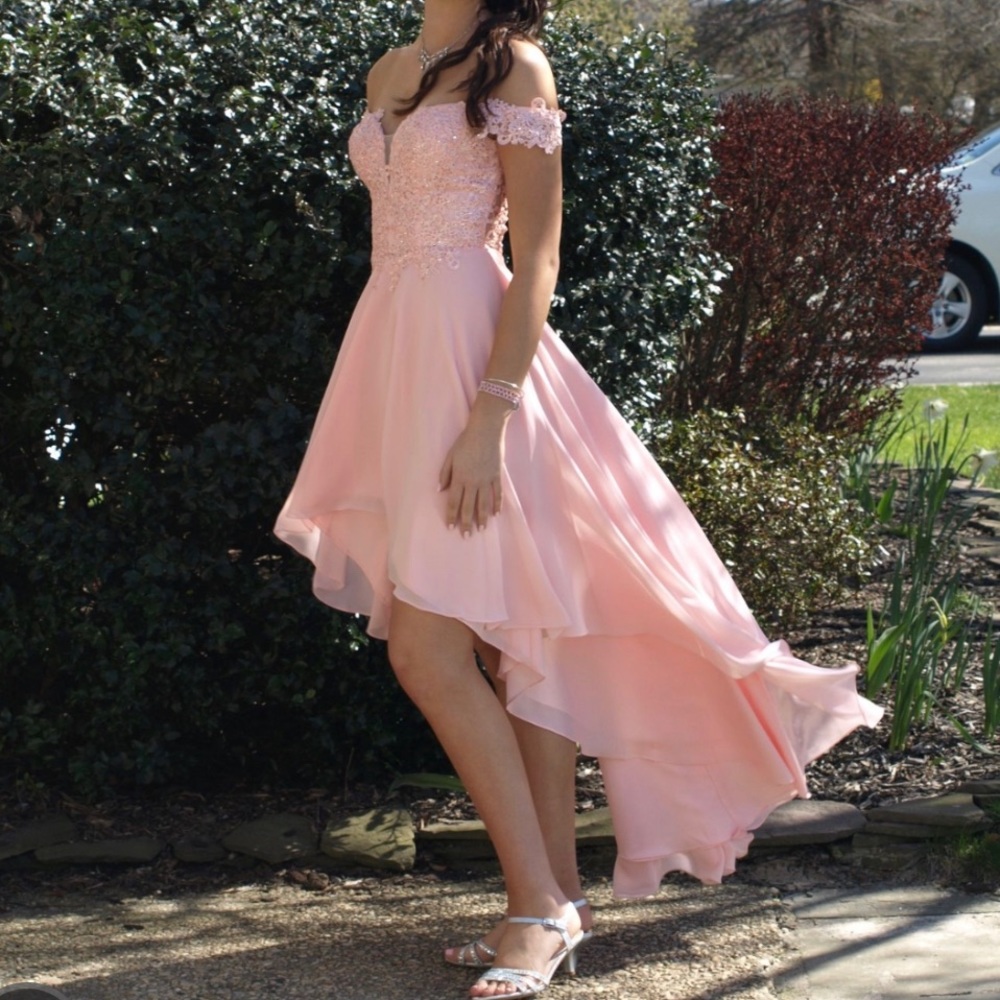 High low pink dress